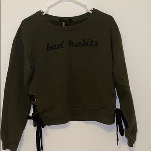 forever 21 green crewneck